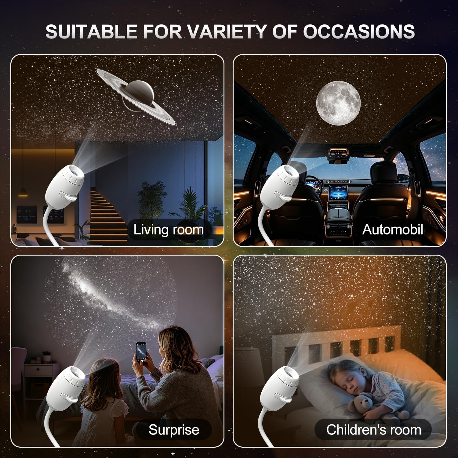 Thumbnail 6 de Eroshoo 2-in-1 Galaxy Star Projector: 360° Adjustable Space LED Night Light
