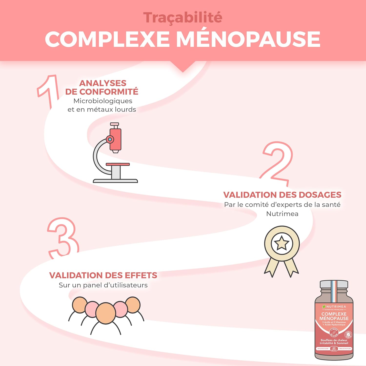Thumbnail 4 de Complexe Menopause Nutrimea – Cimicifuga, Mélisse, Safran, Acide hyaluronique & vitamines (60 gélules vegan)