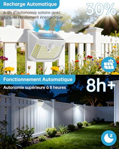 Detalle de Aootek Lampe Solaire Extérieur Jardin Murale – Lot de 3, 120 LEDs, IP65