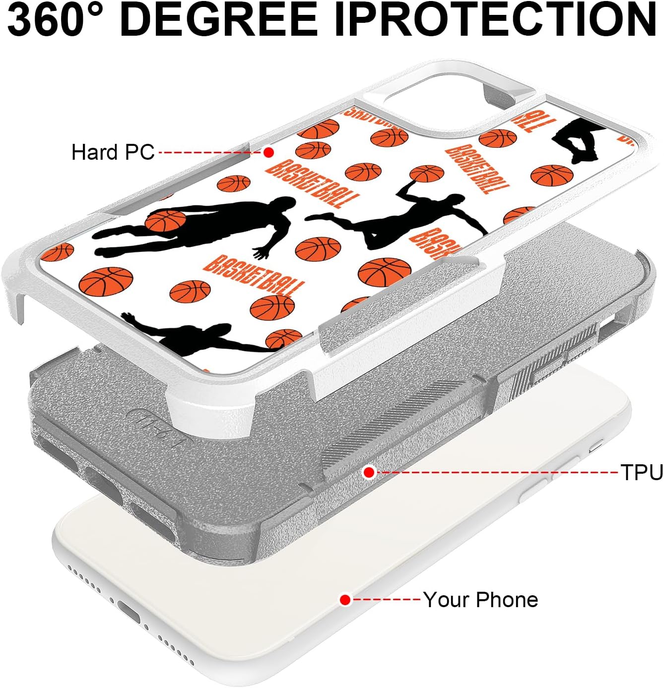 Thumbnail 1 de Candykisscase Basketball Case for iPhone 11, Dual-Layer Silicone and Hard PC