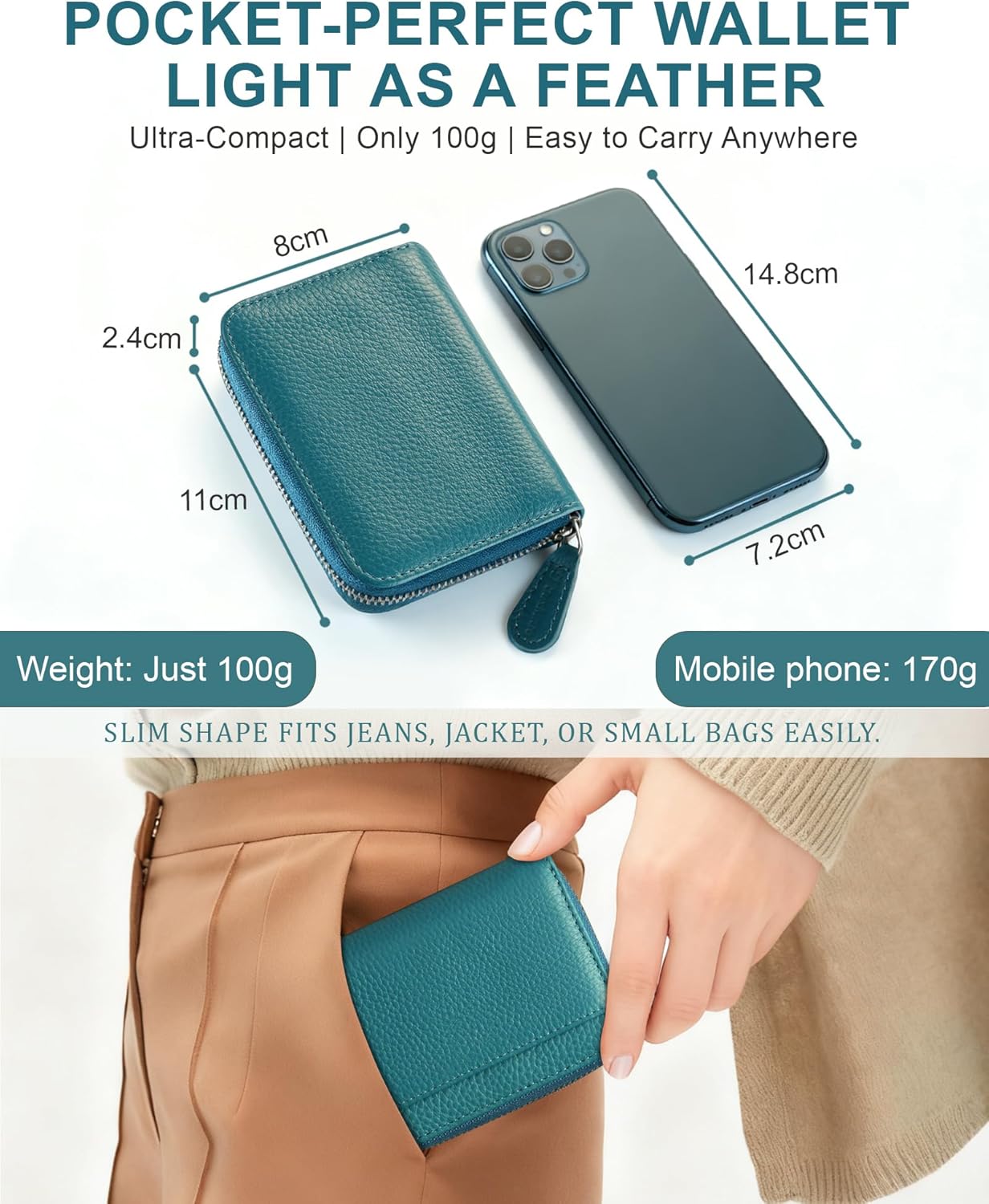 Thumbnail 2 de Jexmigo RFID Purses for Women – Genuine Leather Card Holder with RFID Blocking and 12 Card Slots