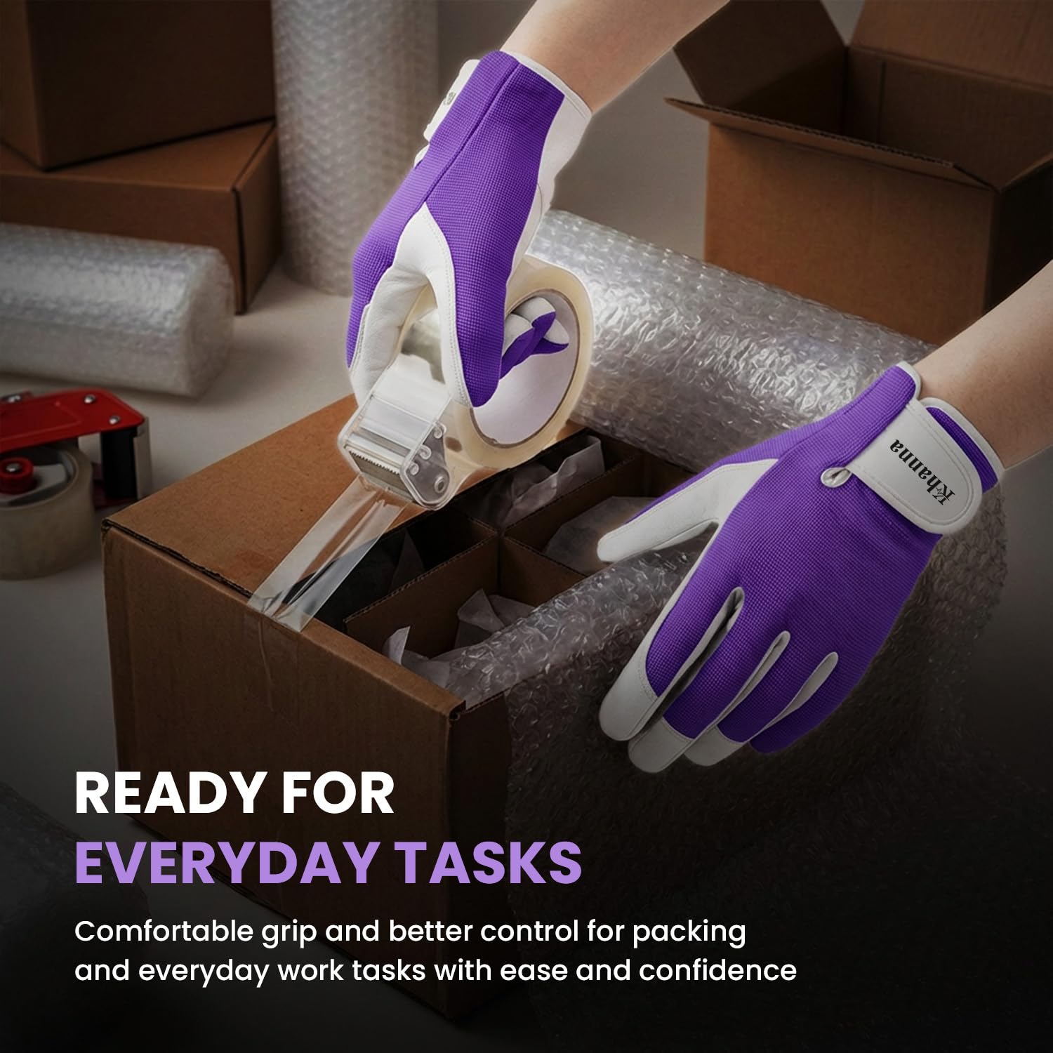 Thumbnail 4 de Khanna Leather Gardening Gloves: Heavy Duty Thorn Proof, Purple, Large