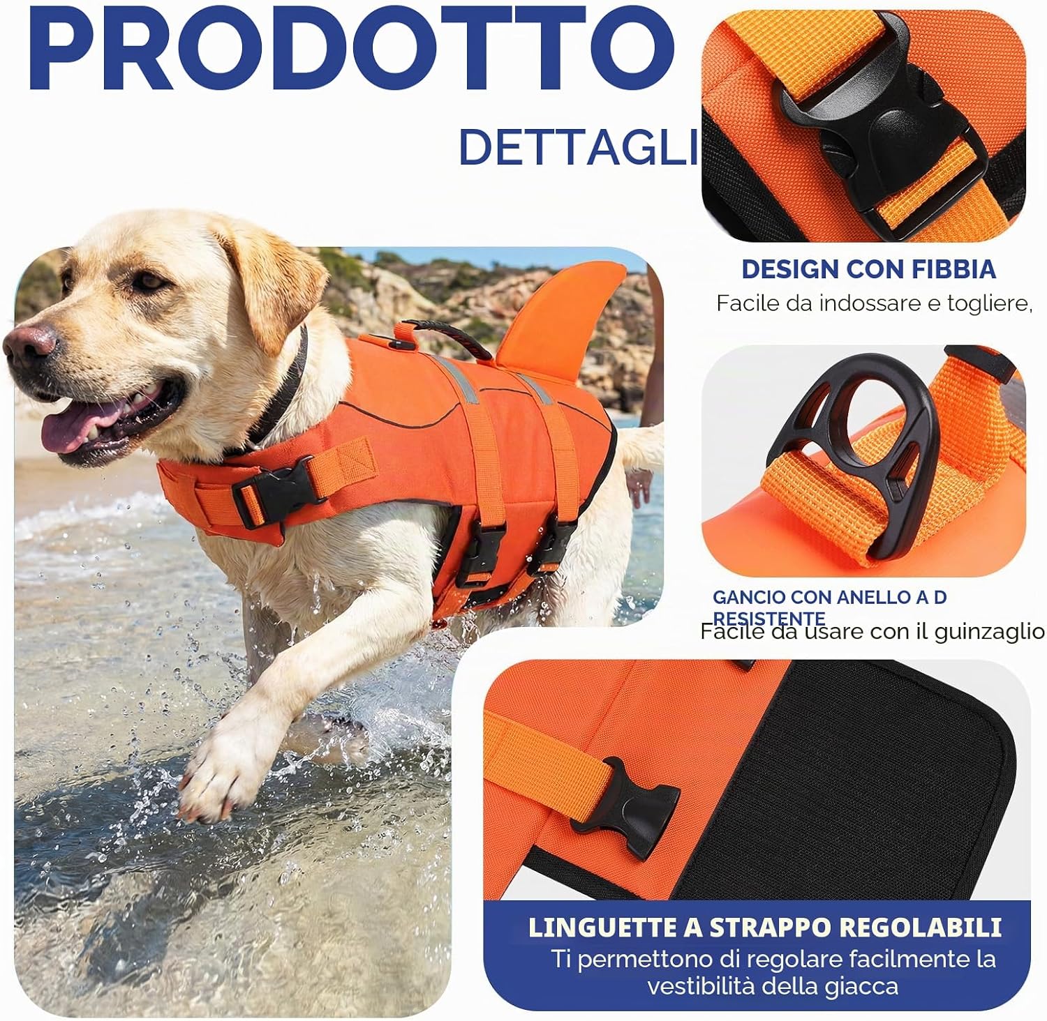 Detalle de ASENKU Giubbotto Salvagente per Cani: sicurezza e comfort per ogni nuotata