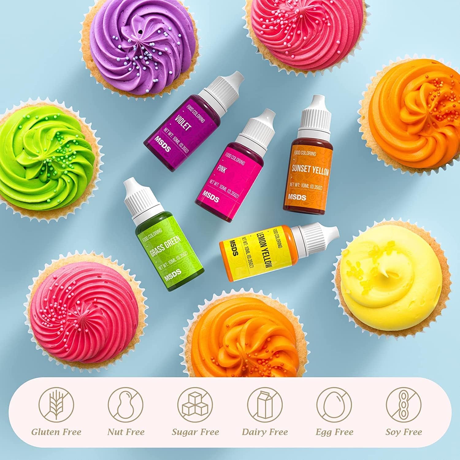 Thumbnail 1 de Nomeca 12-Colour Liquid Food Colouring Set, 0.35 fl oz Bottles