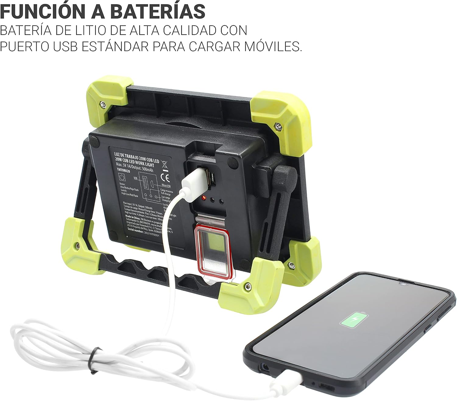 Thumbnail 5 de TM Electron TMTOR020 – lampa robocza COB LED 20 W, 1500 lm i powerbank 4000 mAh