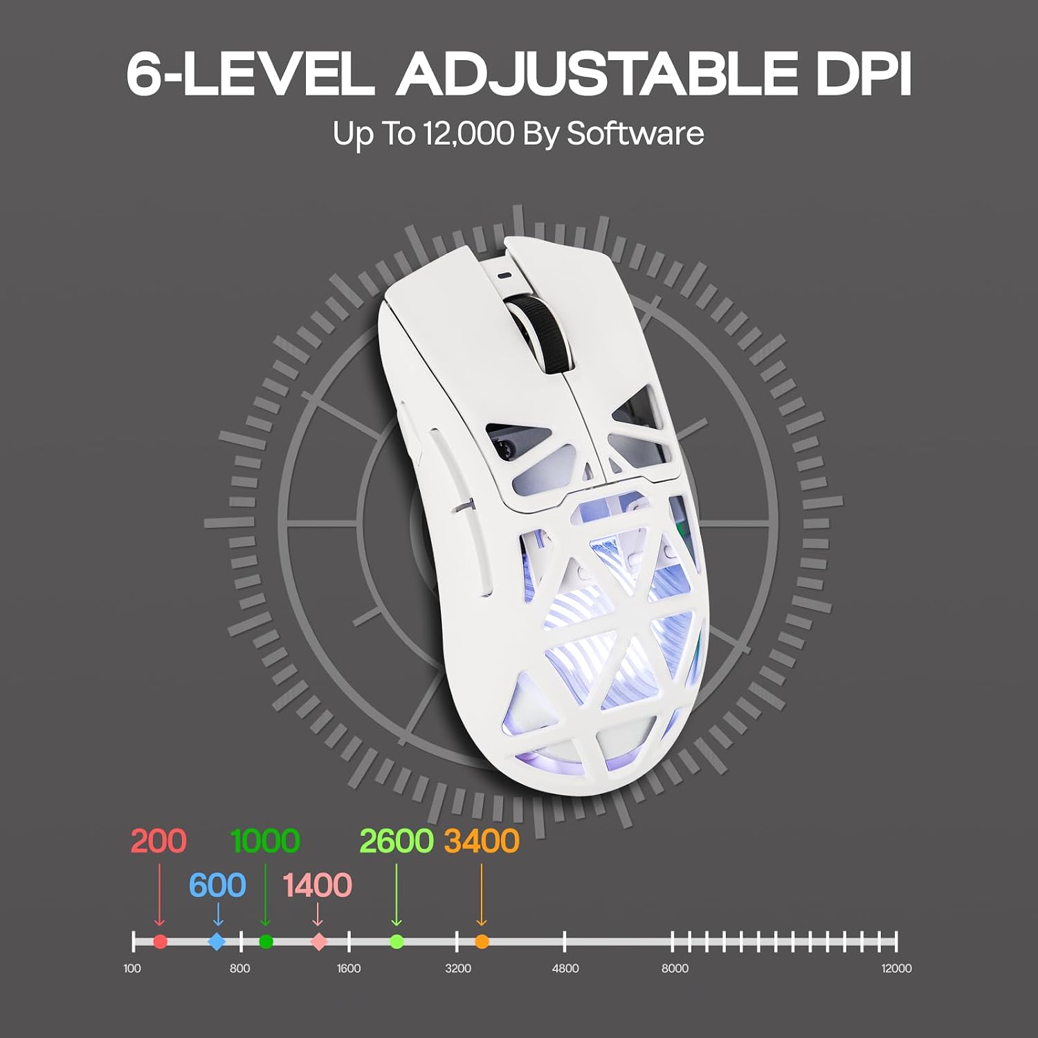Detalle 1 de MechLands AULA SC620 Wireless Gaming Mouse, 12,000 DPI, PAW3311, RGB