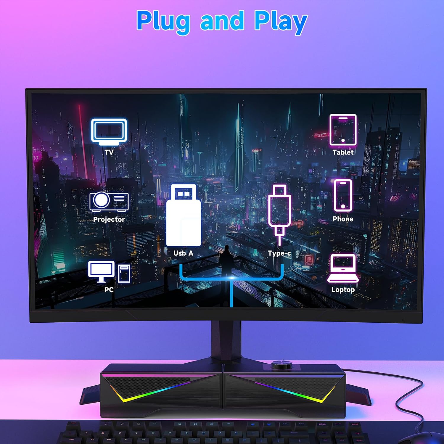 Thumbnail 6 de AOC Splitx Detachable Computer Speakers, Bluetooth 5.3, 10W RGB