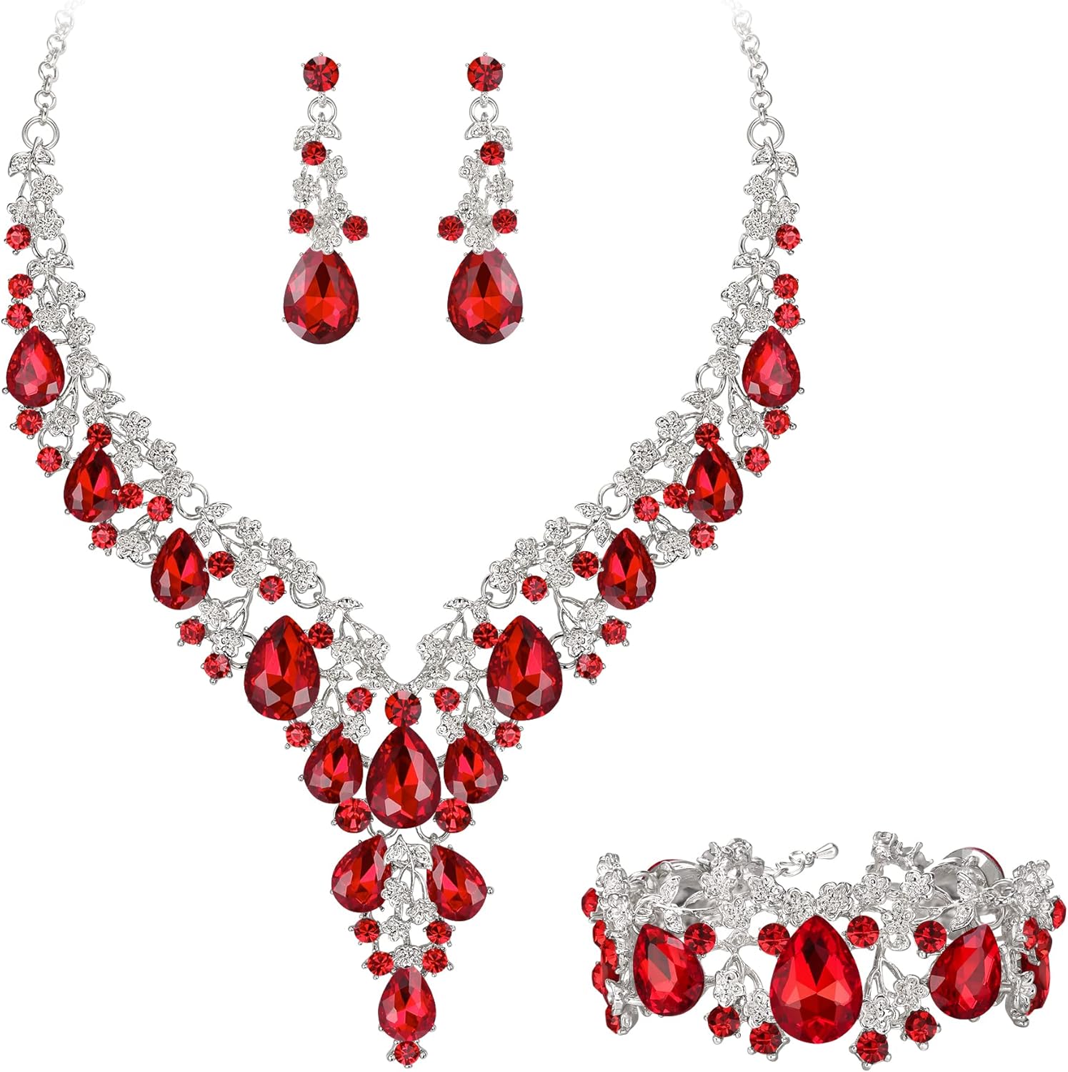 Thumbnail 4 de Set di gioielli da sposa Clearine Donna con cristalli a goccia (collana, orecchini e bracciale)