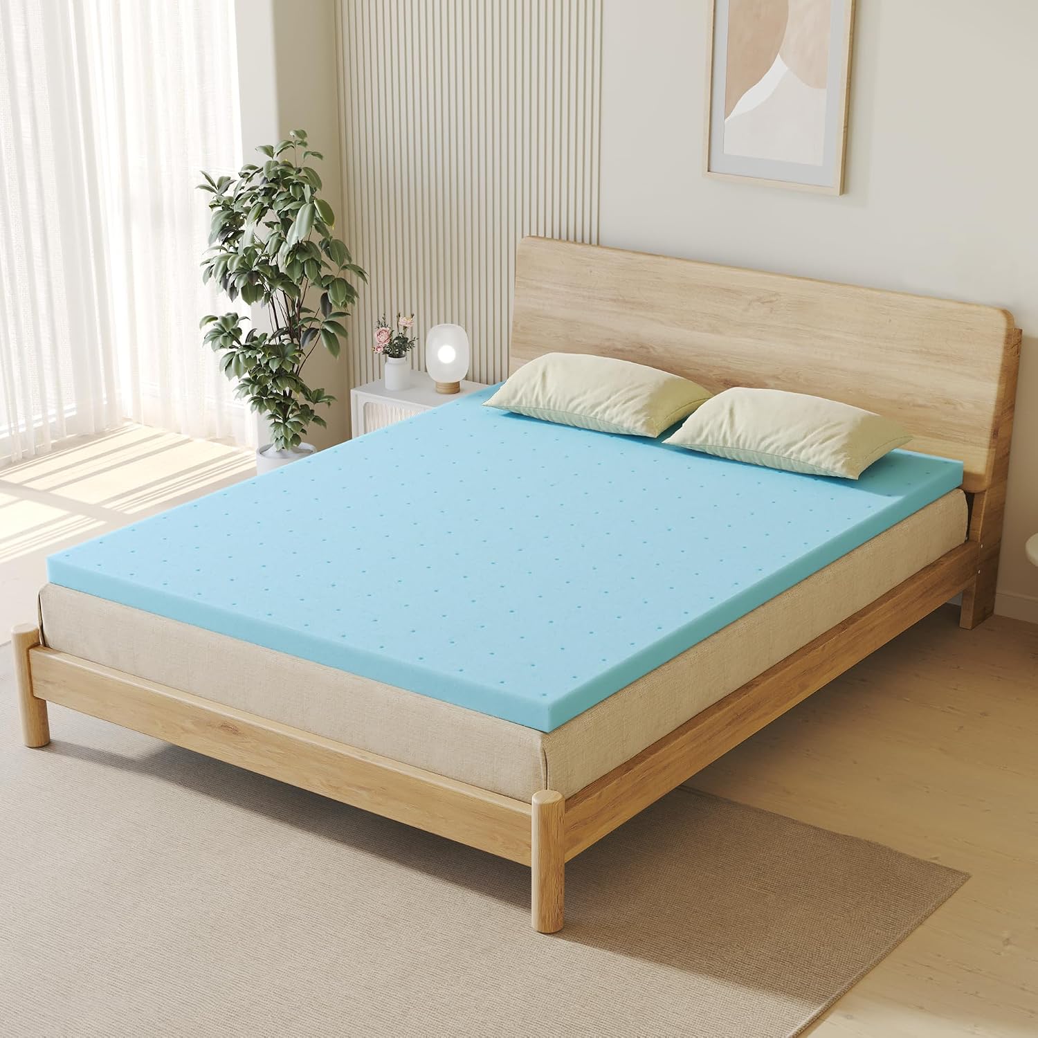 Detalle de TeQsli Memory Foam Mattress Topper, 3 Inch