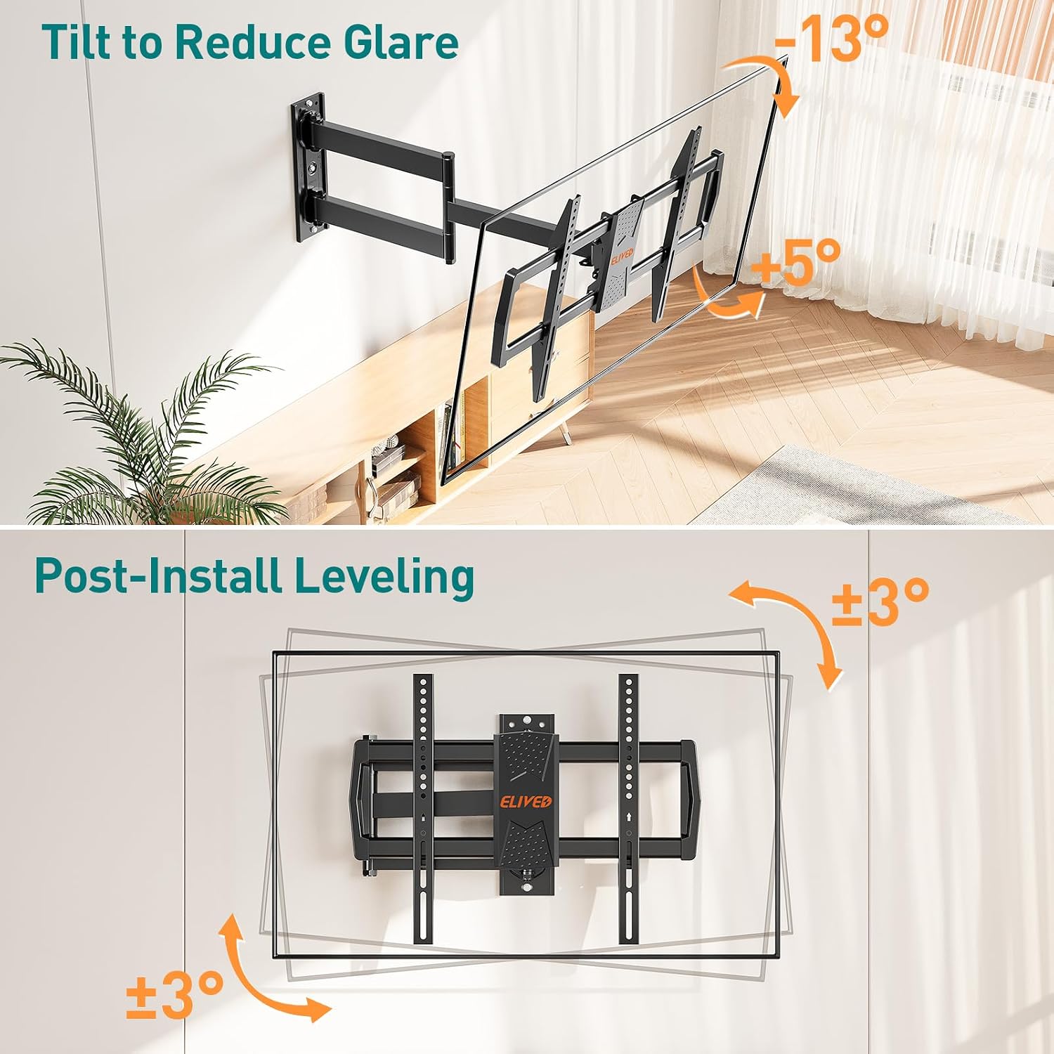 Detalle de ELIVED 813mm Long Arm TV Wall Bracket for 37–75" TVs