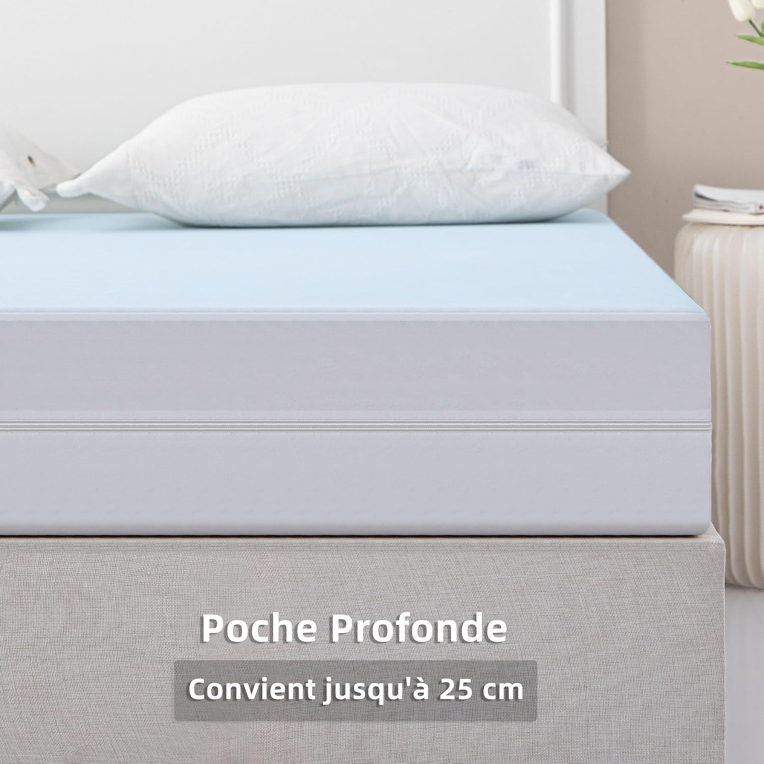 Detalle de Jet’s Home Housse de matelas imperméable 180x200 avec fermeture éclair et protection 6 côtés