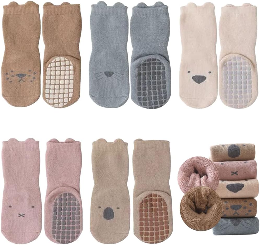 Thumbnail 5 de FedMois 5 Pairs Baby & Kids Warm Winter Crew Socks with Anti-Skid Grip
