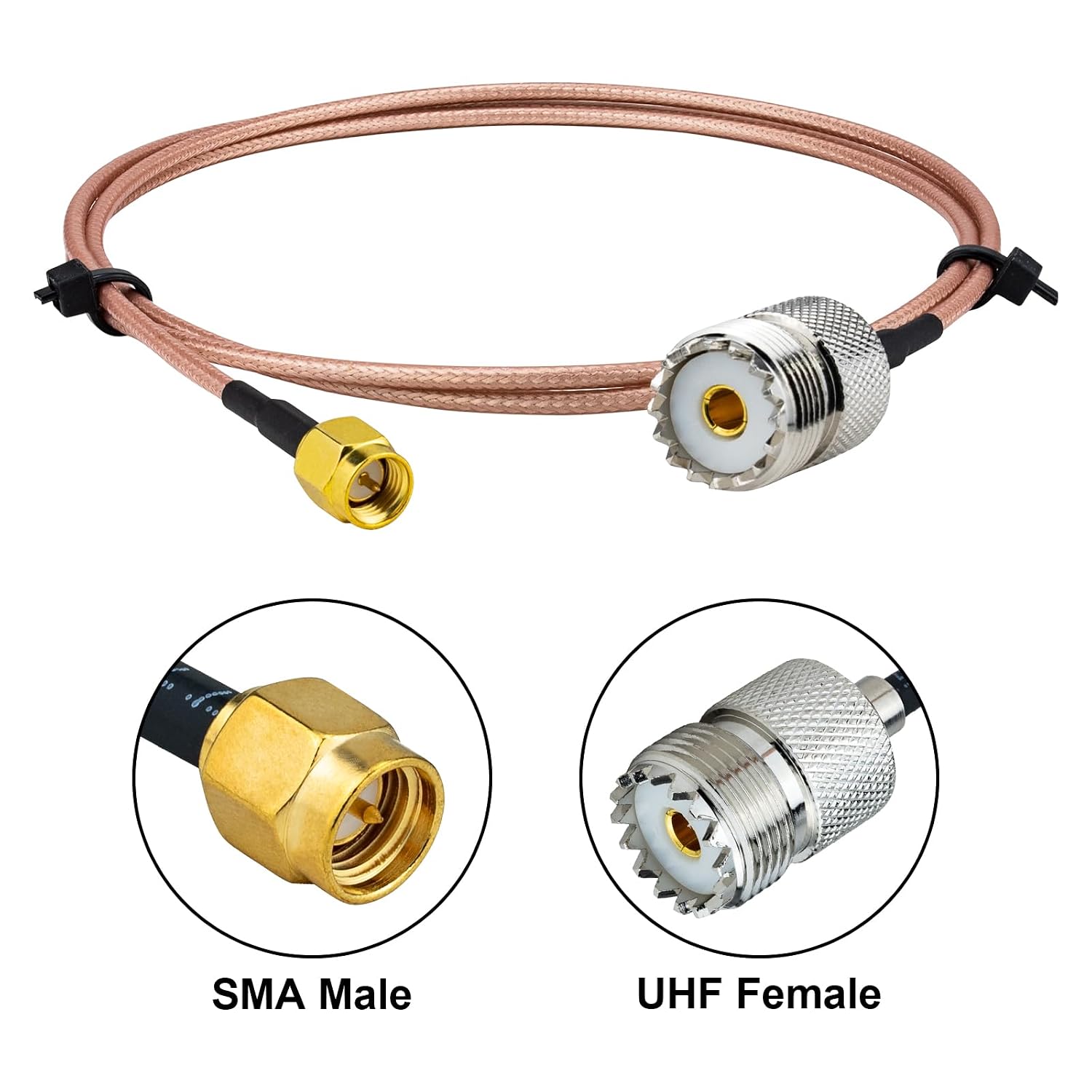 Detalle de urcianow RF Coaxial Cable SMA Male to UHF Female 100 cm cable 📡