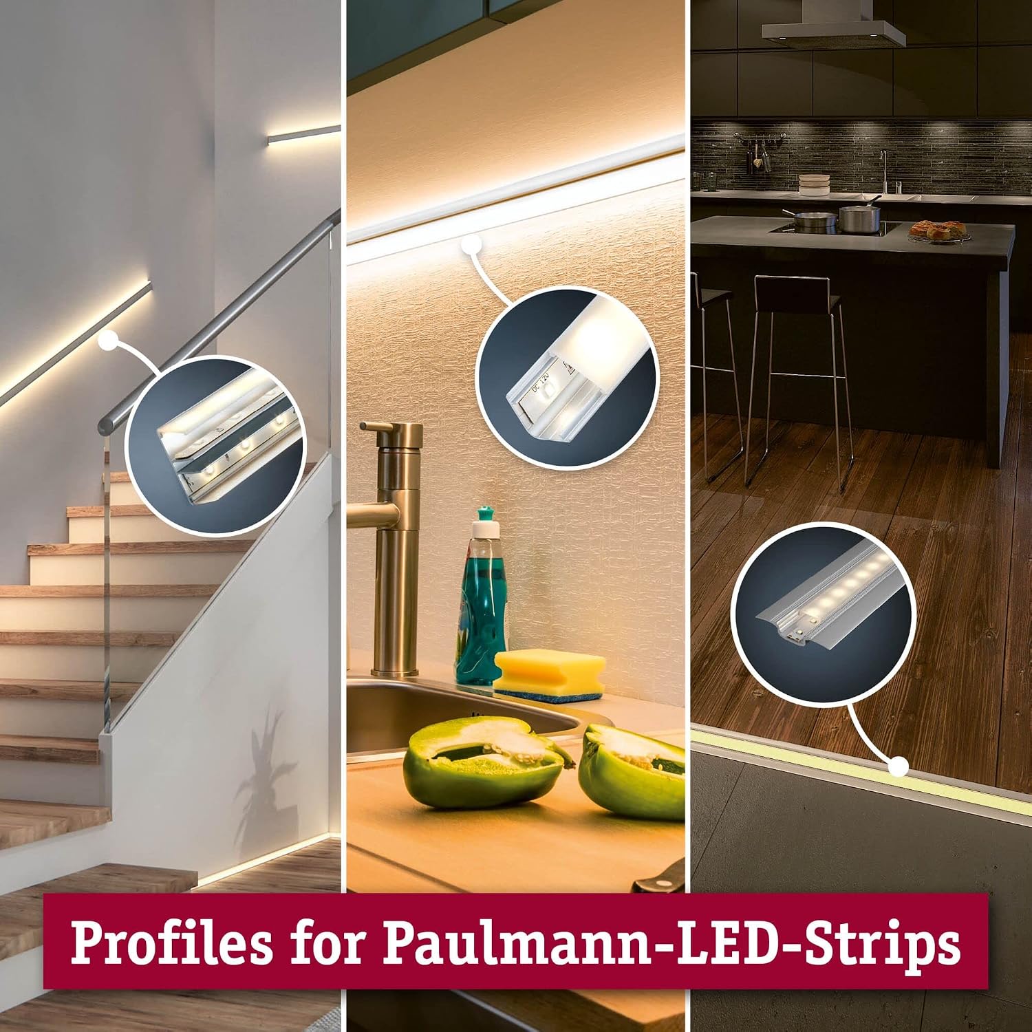 Detalle de Paulmann 70441 Outside Edge hörnprofil i grå plast, 2-pack