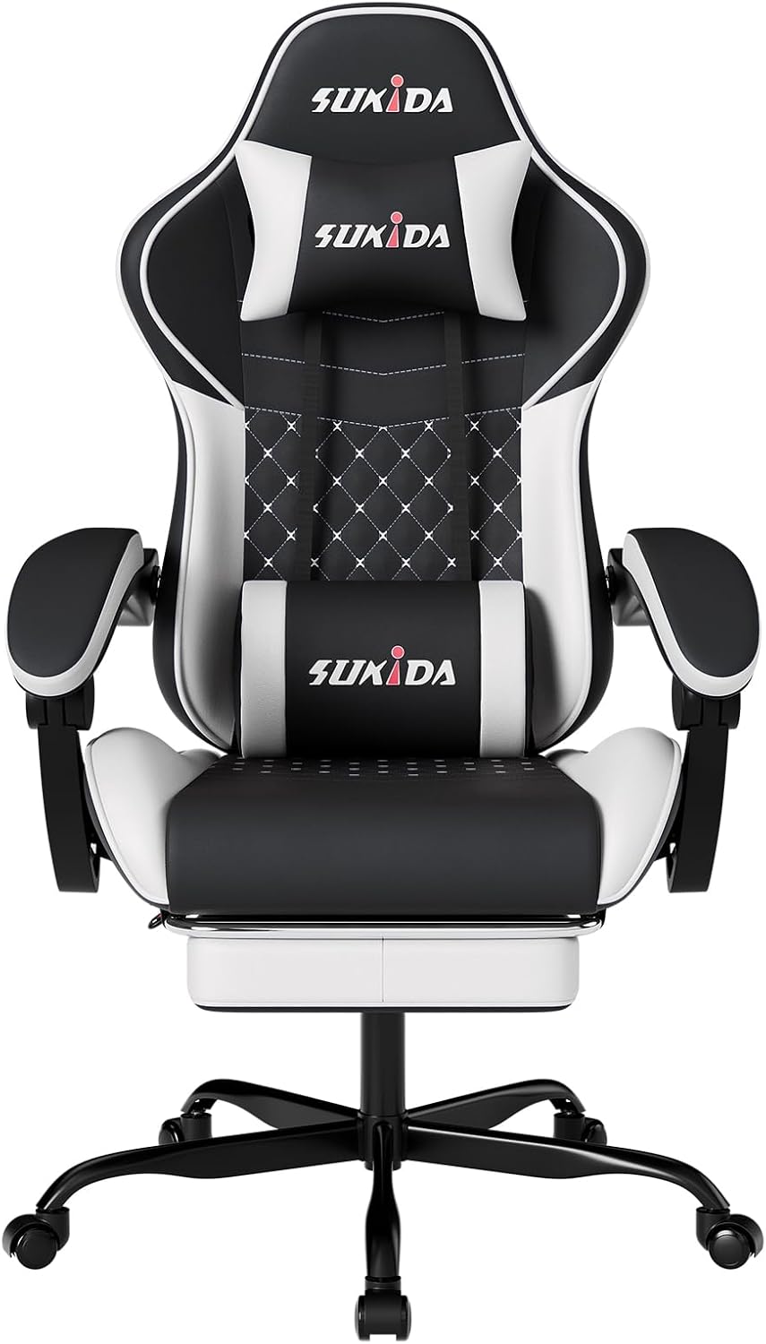 Detalle de SUKIDA Ergonomic Gaming Chair with Footrest and Massage Lumbar Support