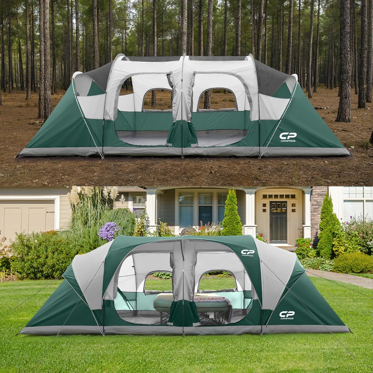 Thumbnail 6 de CAMPROS CP 12-Person Tent: 3-Room Family Cabin Tent with Top Rainfly, Waterproof & Windproof, 20' x 9' x 72" H