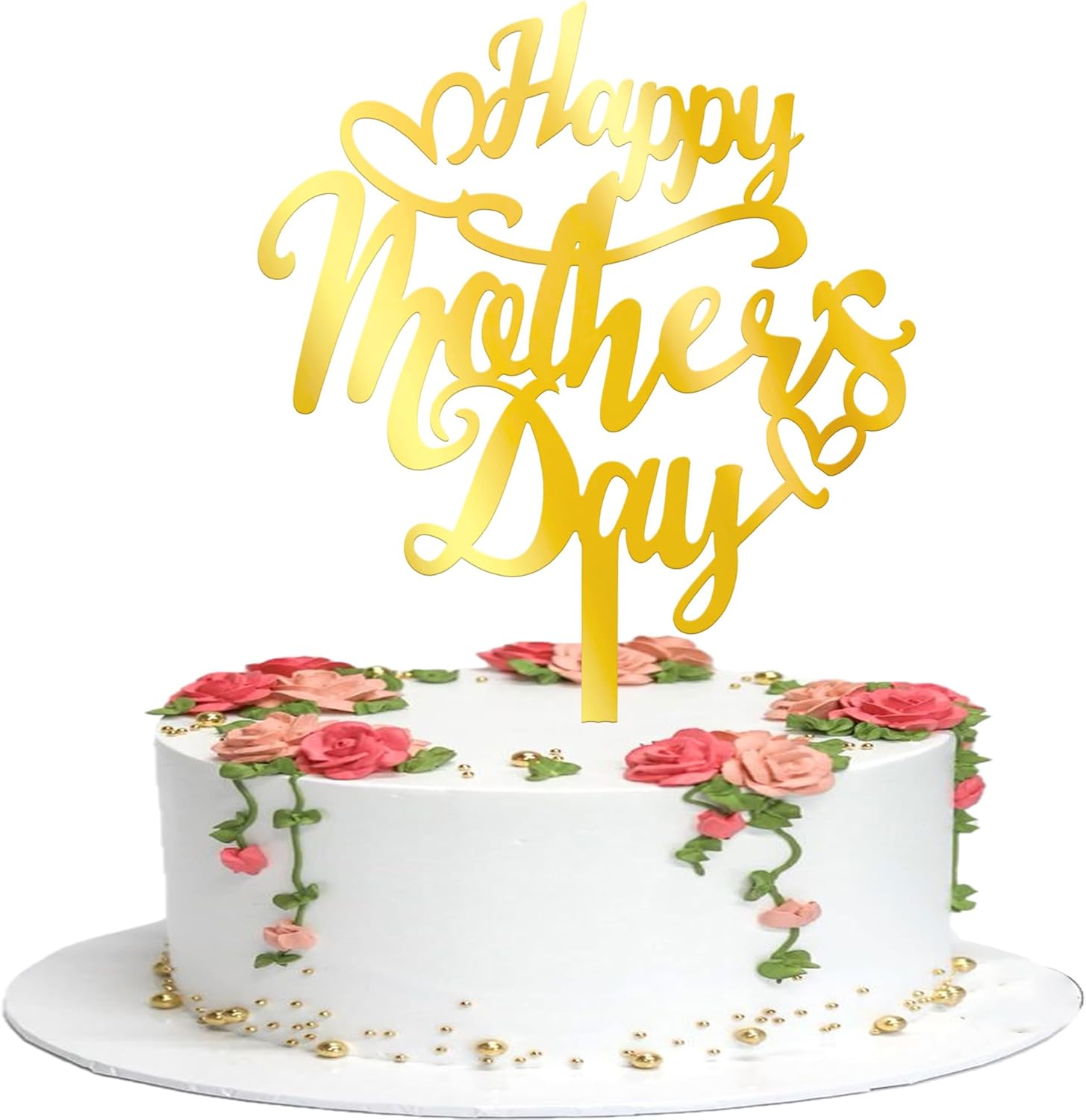 Detalle 2 de Xsstarmi 3 Pack Happy Mother's Day Cake Topper – Rose Gold Acrylic Hearts
