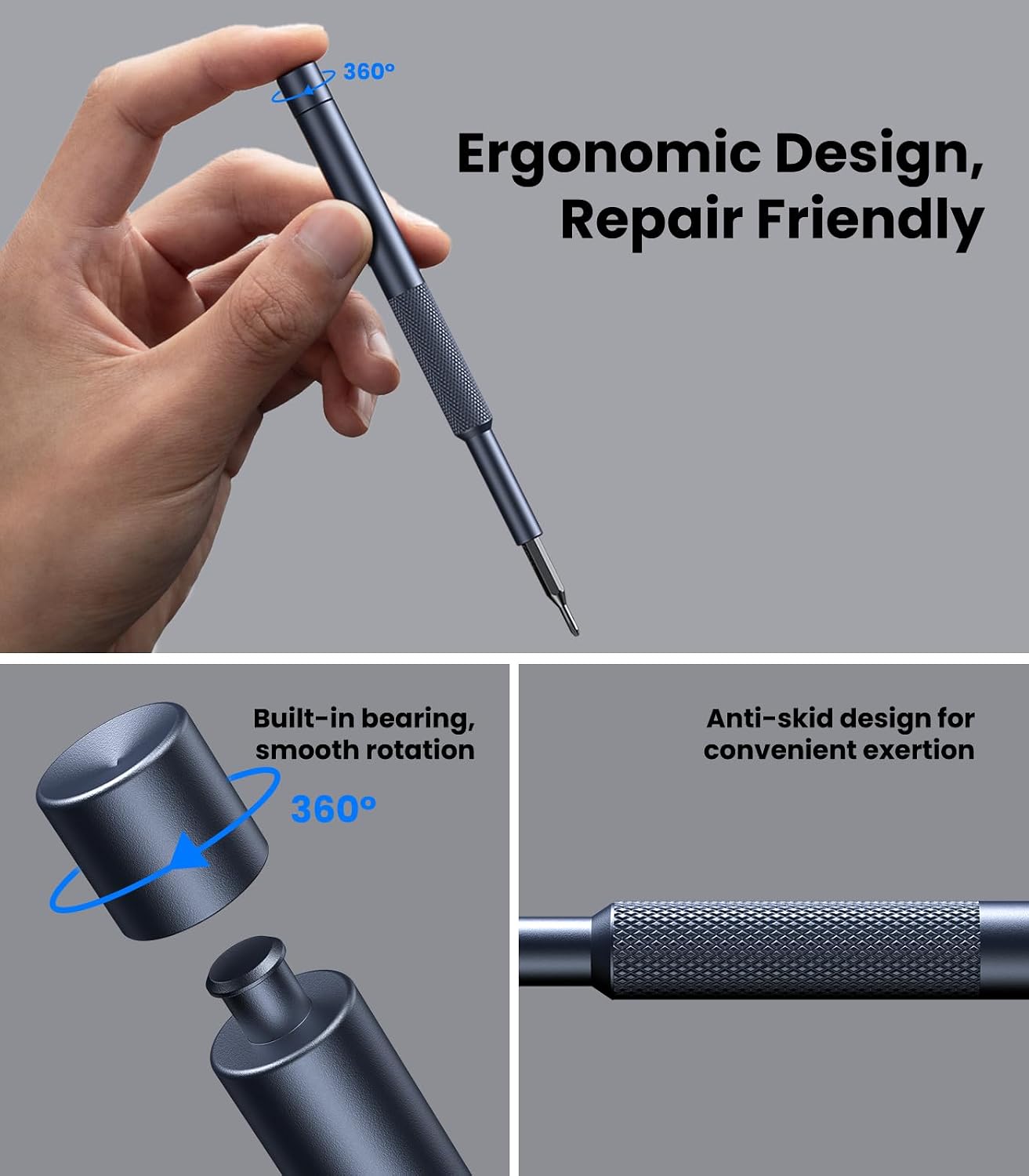 Detalle de AXTH 25-IN-1 Precision Screwdriver Set, 24 Bits, Magnetic Tips
