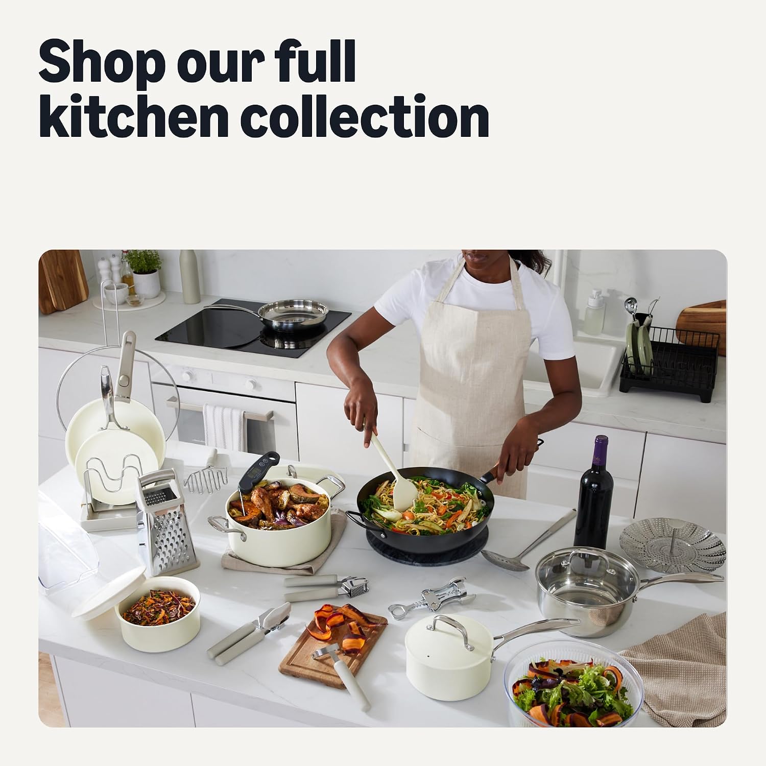 Detalle de Amazon Basics Ceramic Nonstick 11-Piece Pots and Pans Set with Detachable Handles