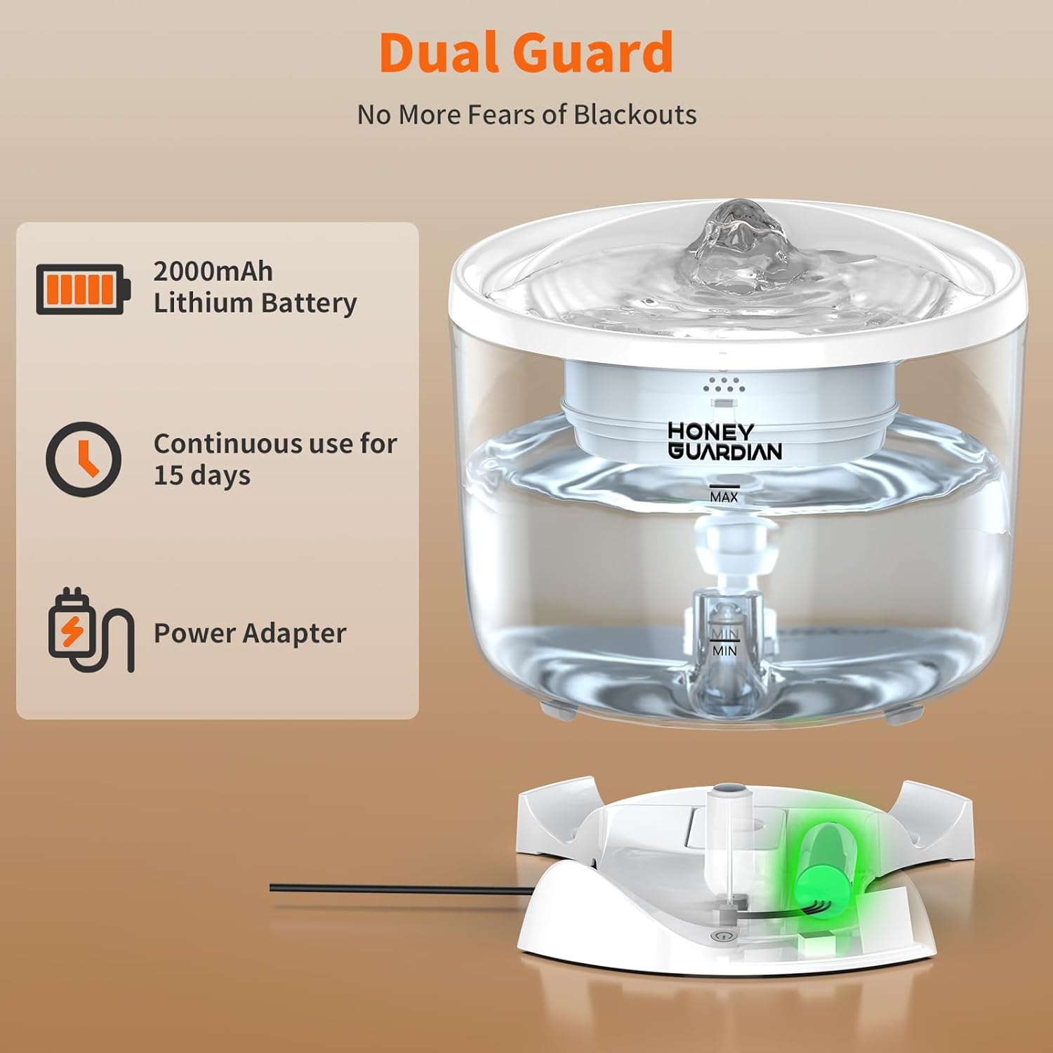Thumbnail 6 de HoneyGuaridan Wireless Cat Fountain with 5G/2.4G WiFi and 2.5L Capacity