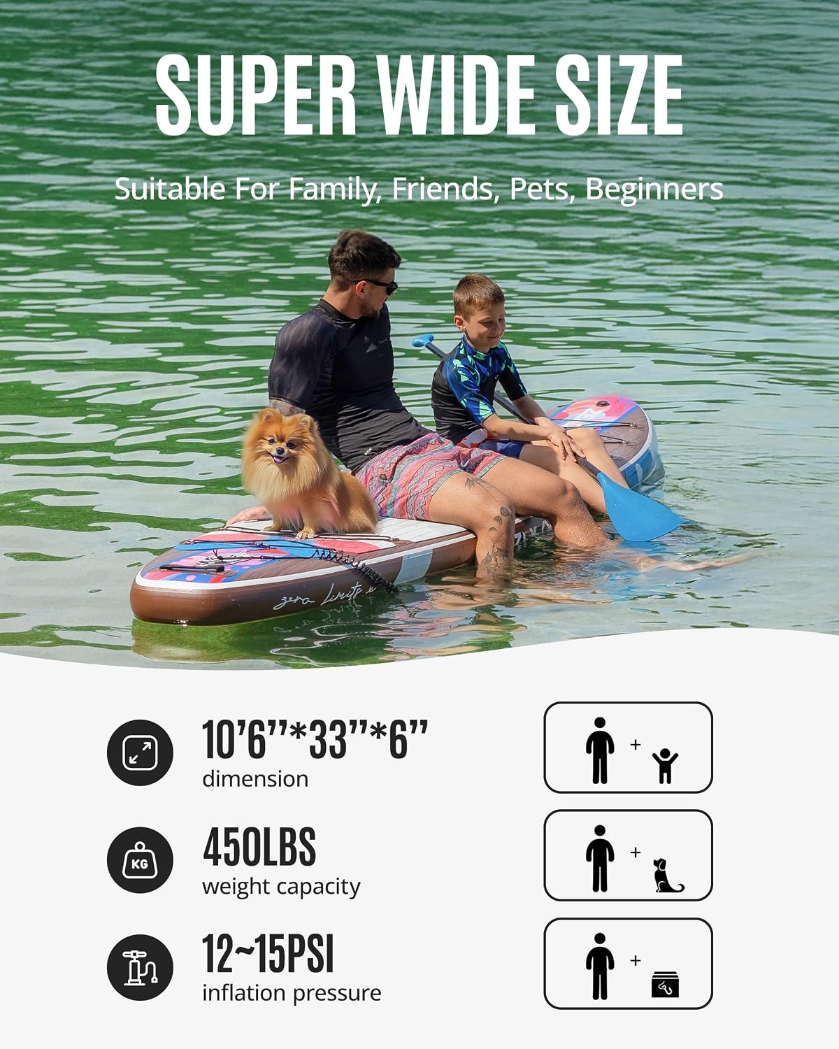 Thumbnail 3 de ZLX SUP Board (320 cm) mit Sitz – aufblasbares Stand up Paddle Board für Erwachsene & Anfänger