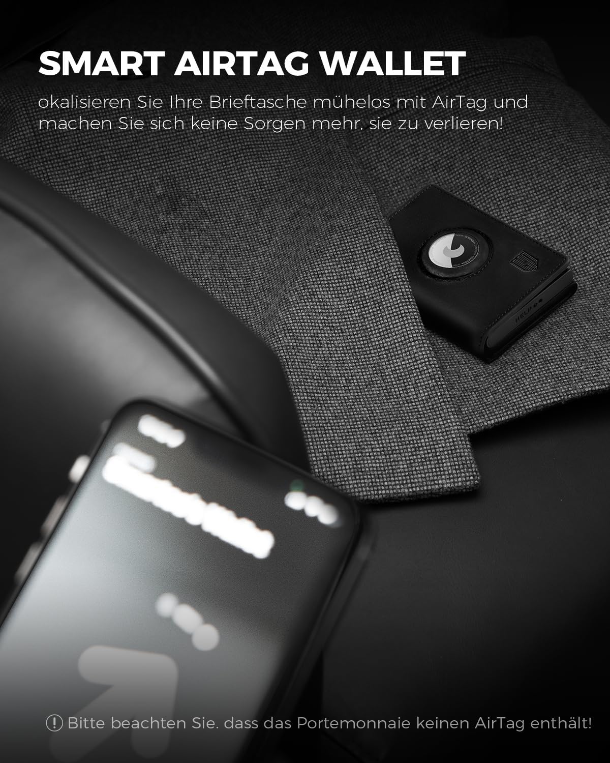 Thumbnail 1 de DODENSHA Airtag 2 Wallet Herren mit XL Münzfach und RFID-Schutz – Smart Wallet im Kartenetui-Design
