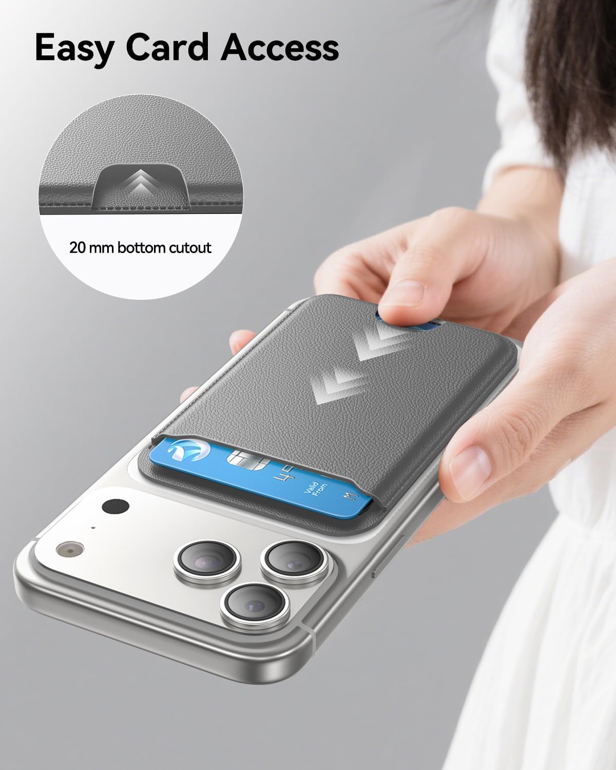 Thumbnail 3 de TWZKG MagSafe Wallet 3 Cards Holder Titanium Grey