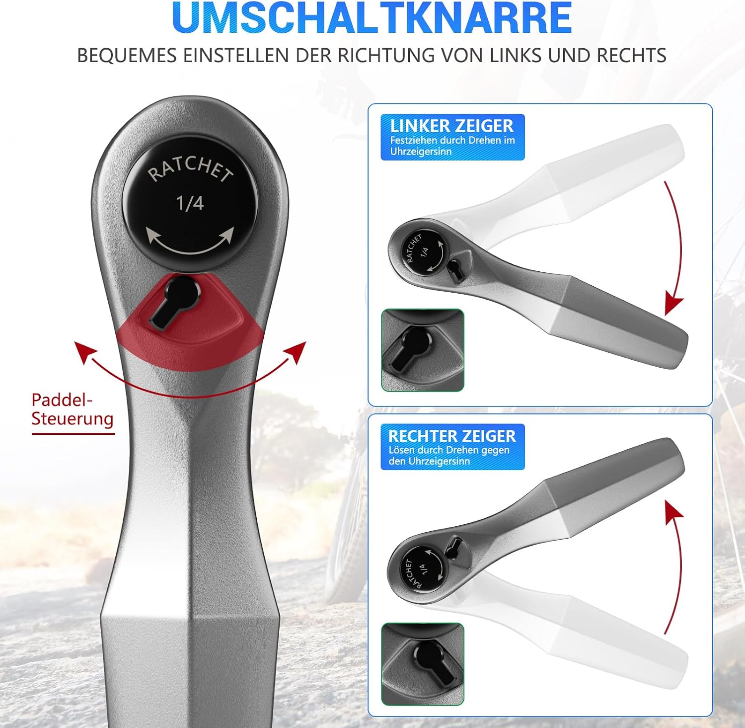Detalle de Scalnuvyyh XT10XJL-11504997 – zestaw narzędzi rowerowych z grzechotką 1/4″ i 13 bitami