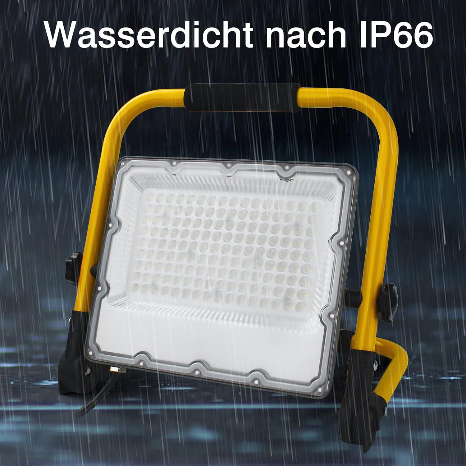 Detalle de OUSIDE LED Baustrahler 100W mit 4 m Kabel, IP66 – kaltweißes Arbeitslicht für Werkstatt, Wartung & Baustelle (Schuko)