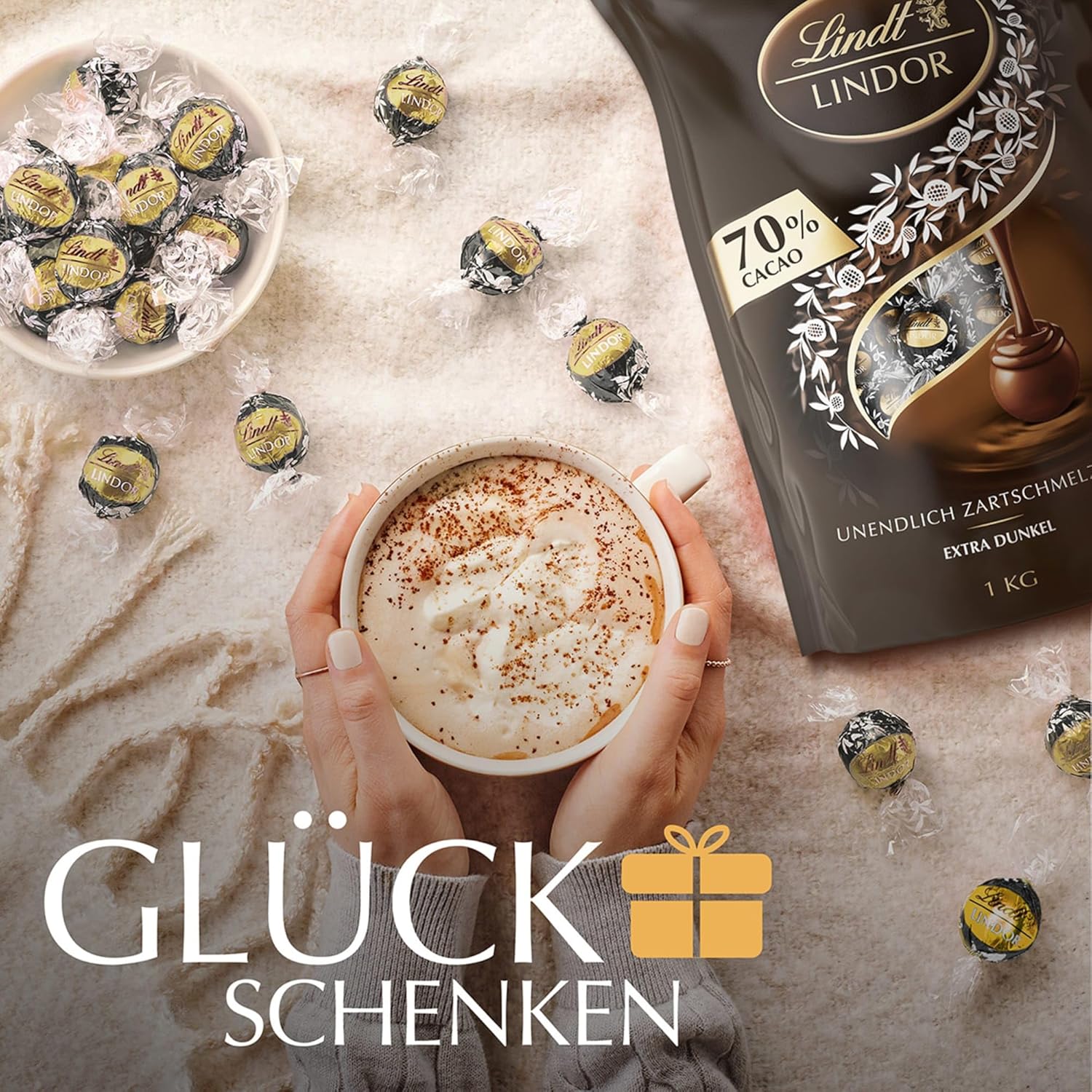 Detalle de Lindt LINDOR Extra Dunkel Schokoladen Kugeln – 1 kg Großpackung