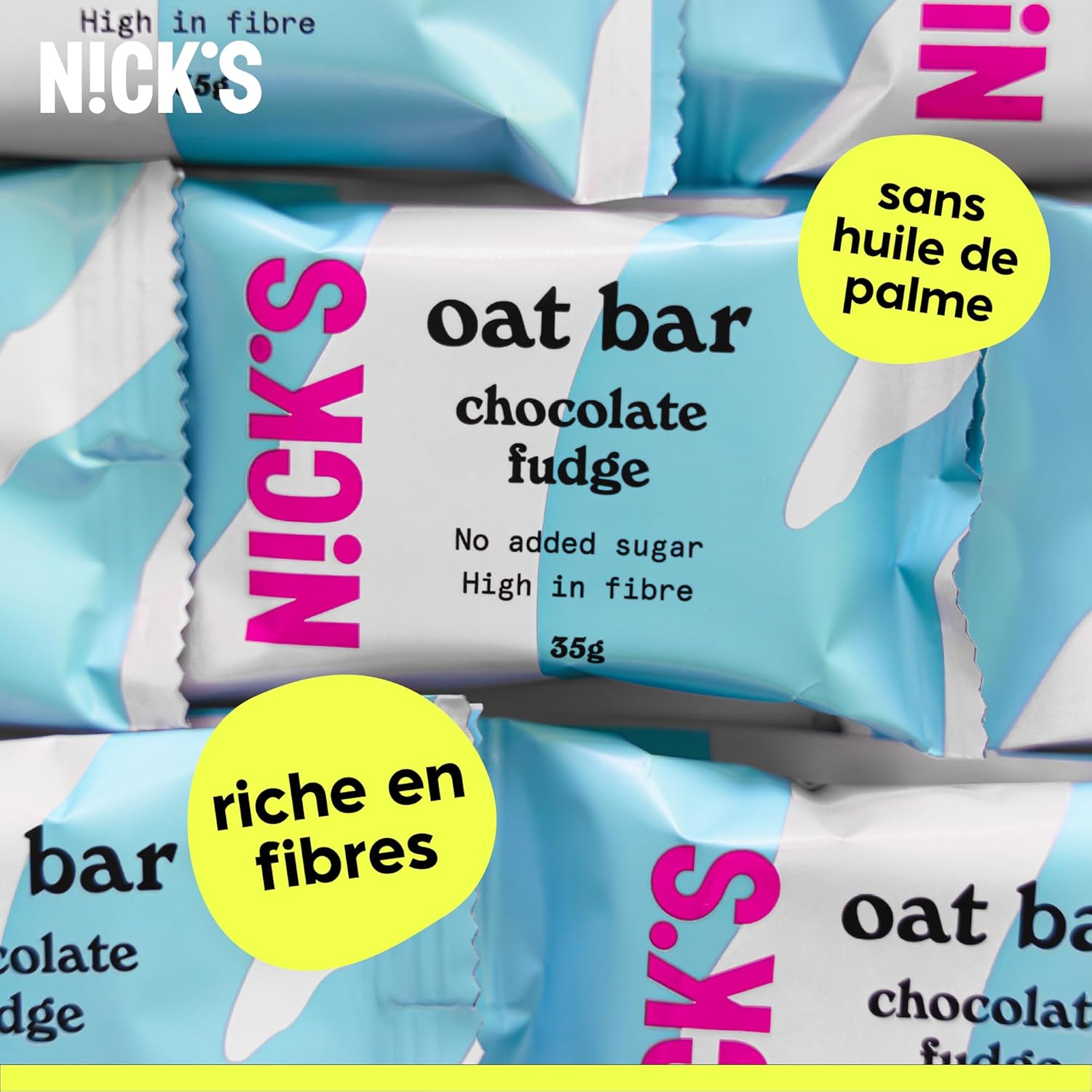 Thumbnail 3 de N!CK’S NICKS Barre d’avoine fudge au chocolat (flapjack) – sans sucre ajouté, riche en fibres – 12x35 g