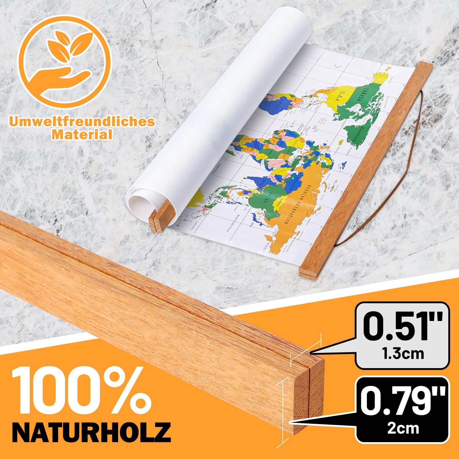 Thumbnail 2 de Benjia Magnetische Posterschiene (61 x 91,5 cm) aus Teakholz – magnetischer Posterrahmen zum Wechseln