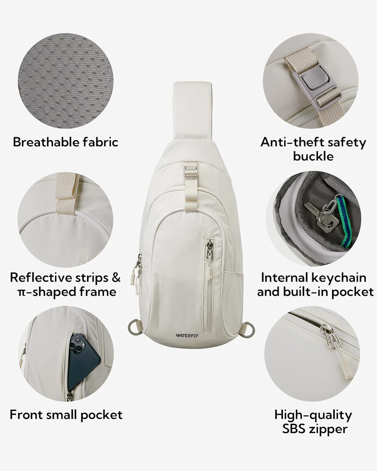 Thumbnail 3 de Waterfly Brusttasche Schultertasche Sling Bag – Umhängetasche für Outdoor, Reise & Alltag (37,5 x 20 x 9 cm)