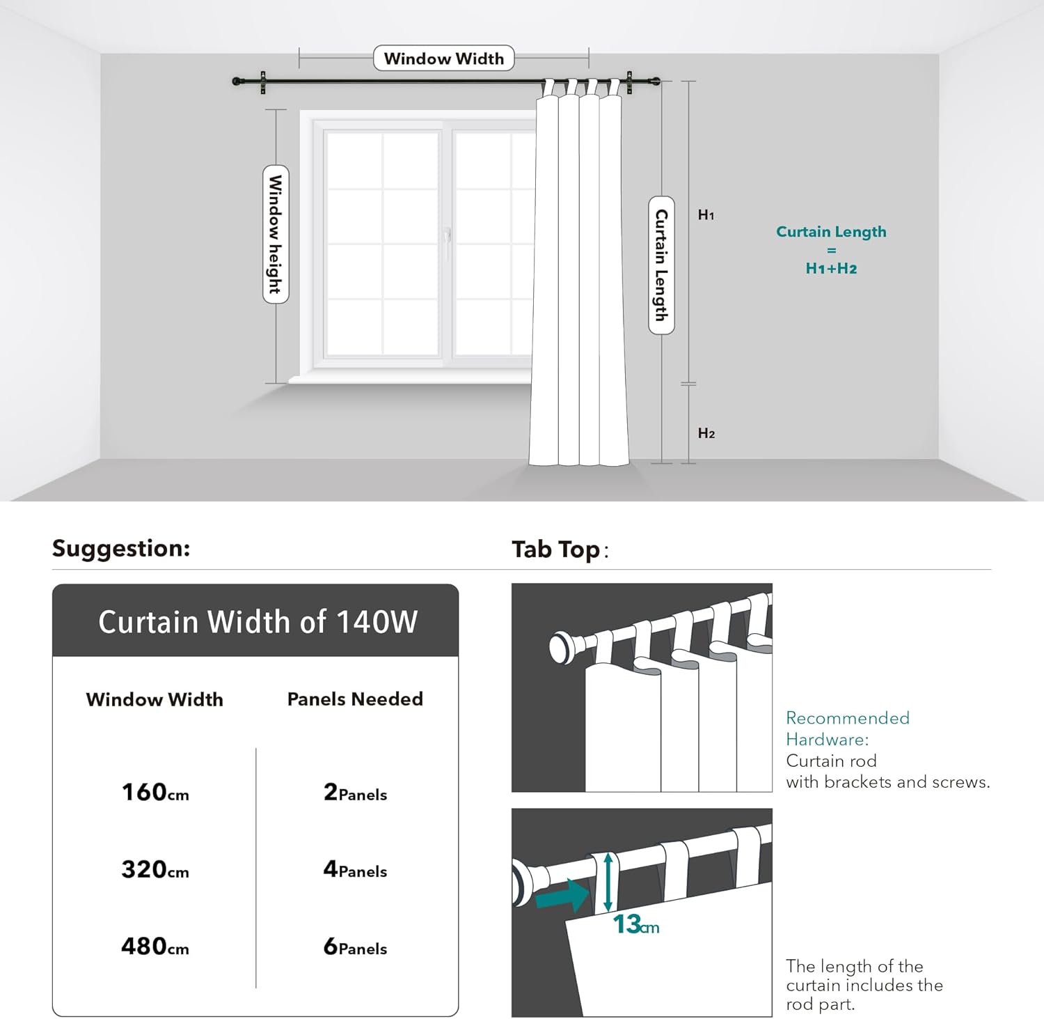 Thumbnail 5 de Deconovo Cortina Opaca Juvenil y Dormitorio, Turquesa 🌙