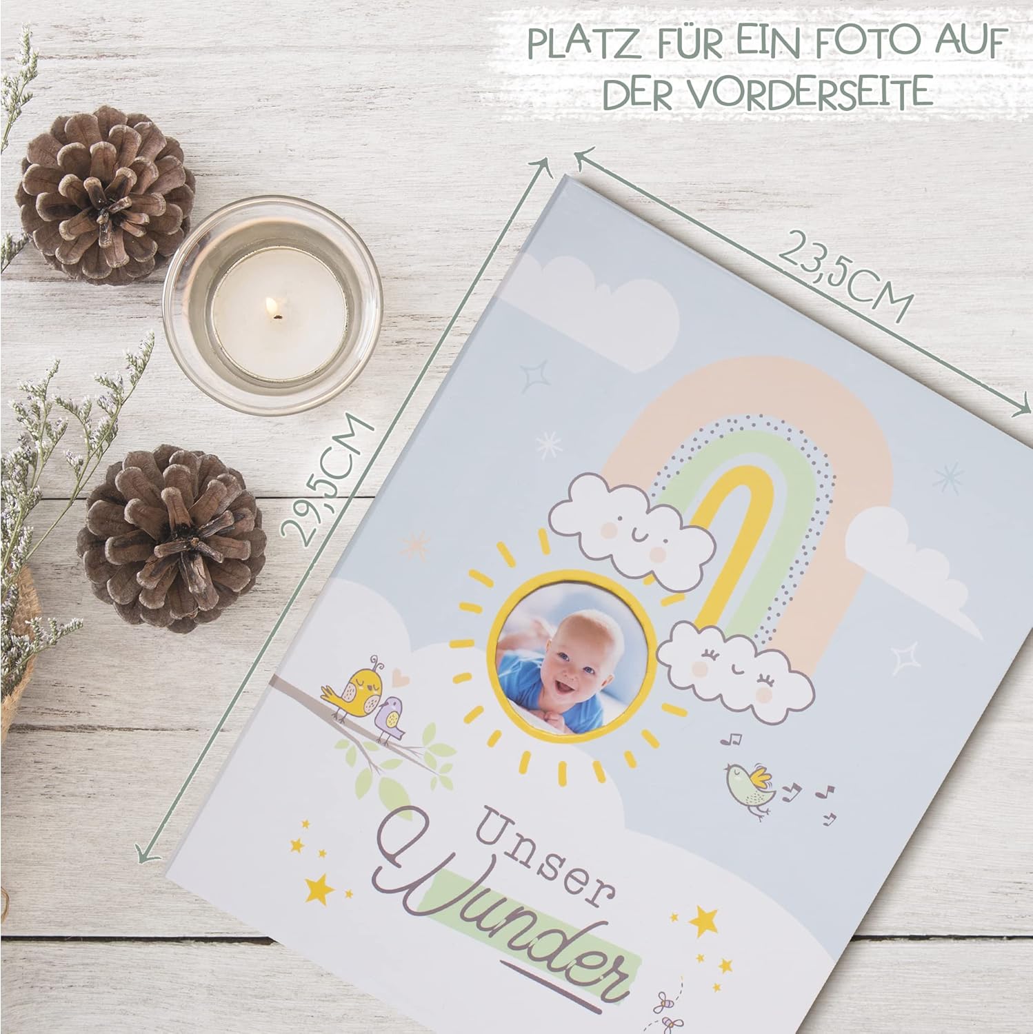 Thumbnail 1 de MilaBoo Unser Wunder: Babyalbum fürs erste Jahr mit Meilensteinstickern (Ringbuch, 29,5 x 23,5 cm)