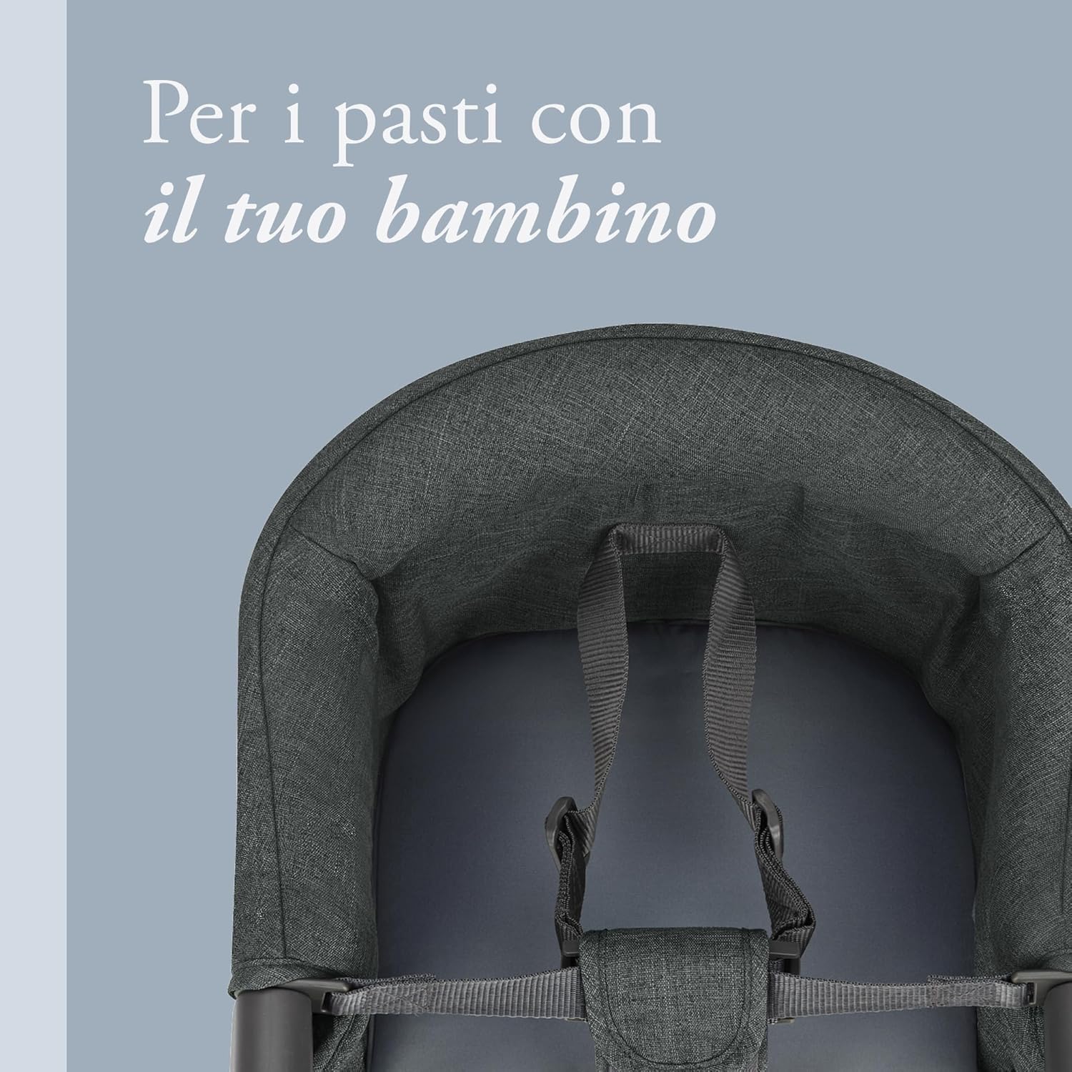 Detalle de Inglesina Fast: Seggiolino da Tavolo Pieghevole in Grigio Scuro, sicuro, lavabile e ultra-portatile