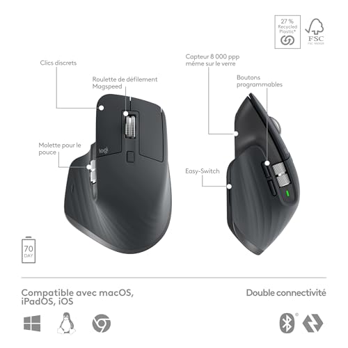 Thumbnail 7 de Logitech MX Keys S Combo : Clavier et Souris Sans Fil avec Repose Poignet
