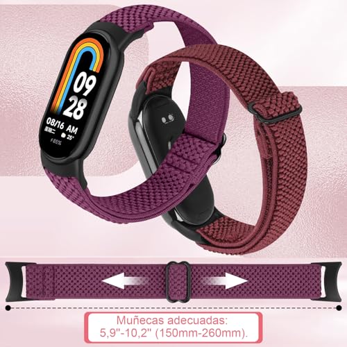 Detalle 2 de BTTNG Correa Elástica de Nylon para Xiaomi Smart Band 8/9/10 (2 uds) – Ajustable y Transpirable