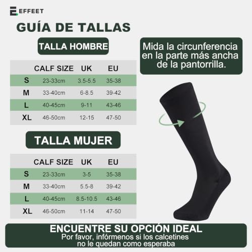 Detalle de Effeet medias de compresión 20-30 mmHg acolchadas, 2 pares para mujer y hombre