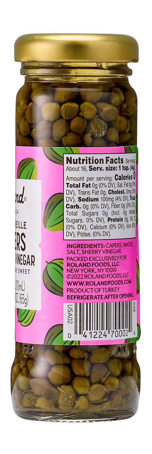 Detalle 1 de Roland Foods 70002 Nonpareille Capers in Sherry Vinegar, 3.75 oz