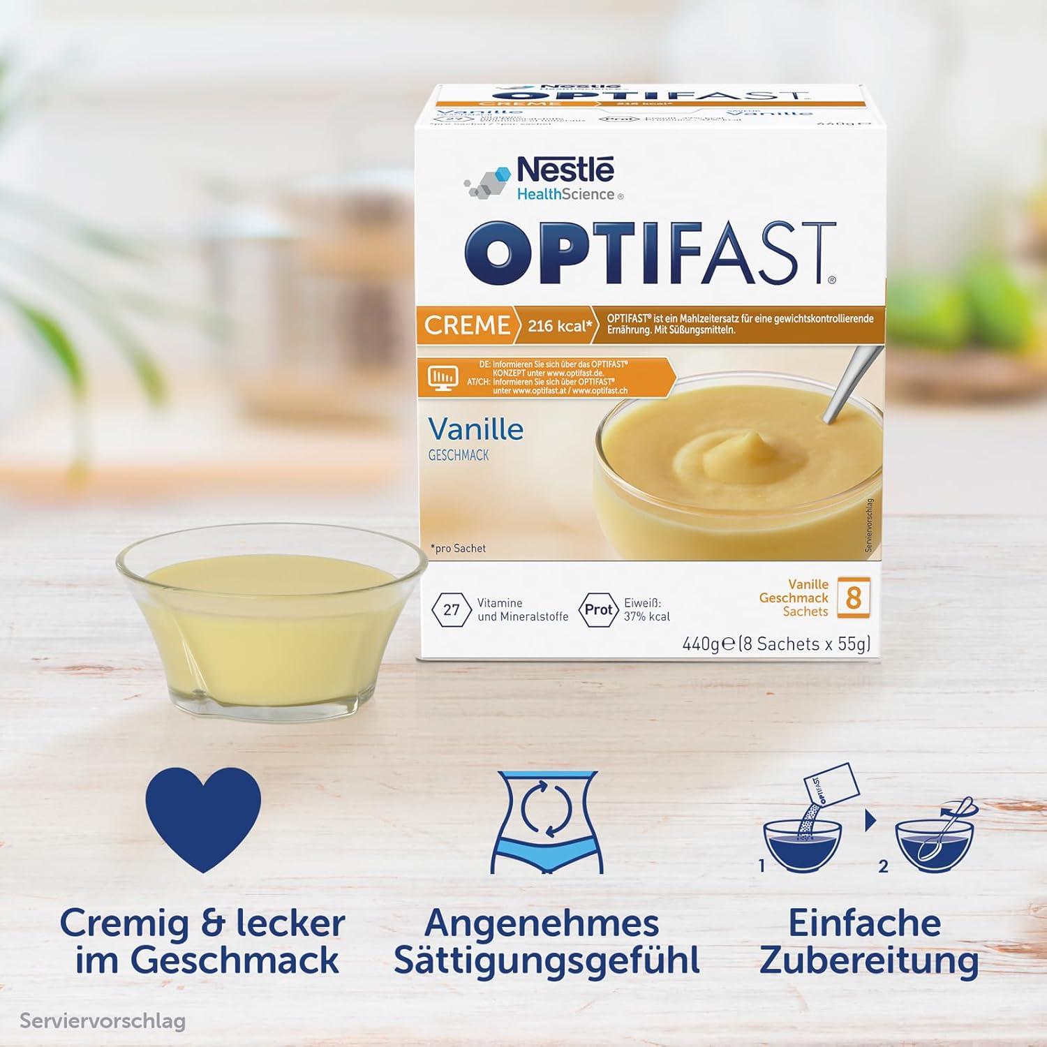 Thumbnail 1 de OPTIFAST Diät Creme Vanille (8 x 55 g) als eiweißreicher Mahlzeitenersatz zum Abnehmen