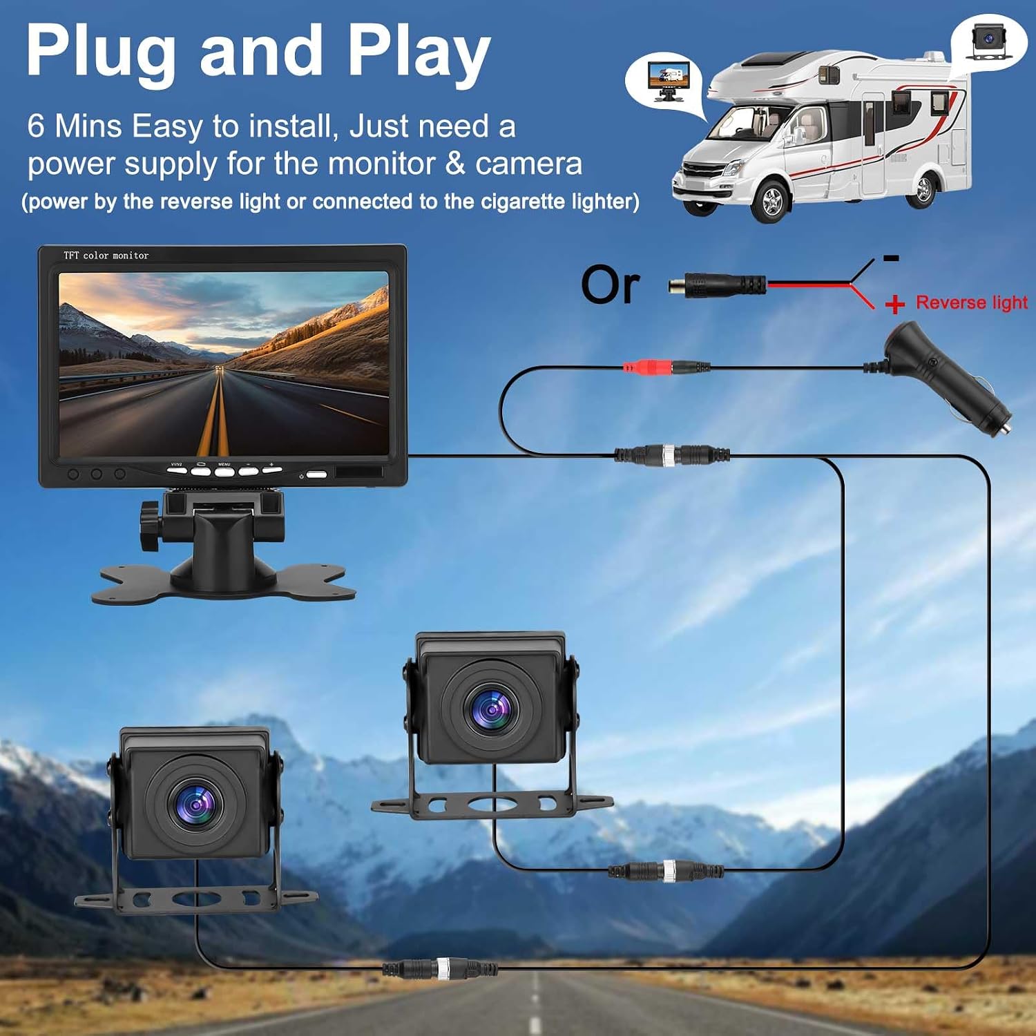 Detalle 2 de Kairiyard Dual Backup Camera 7 Inch Monitor
