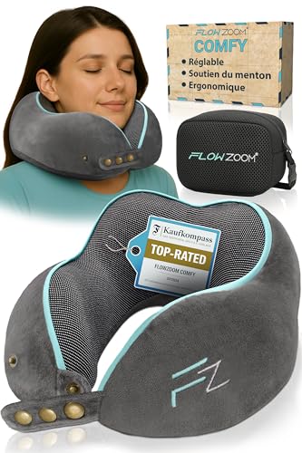 Detalle de FLOWZOOM Comfy, coussin de voyage en mousse à mémoire de forme, soutien 360°