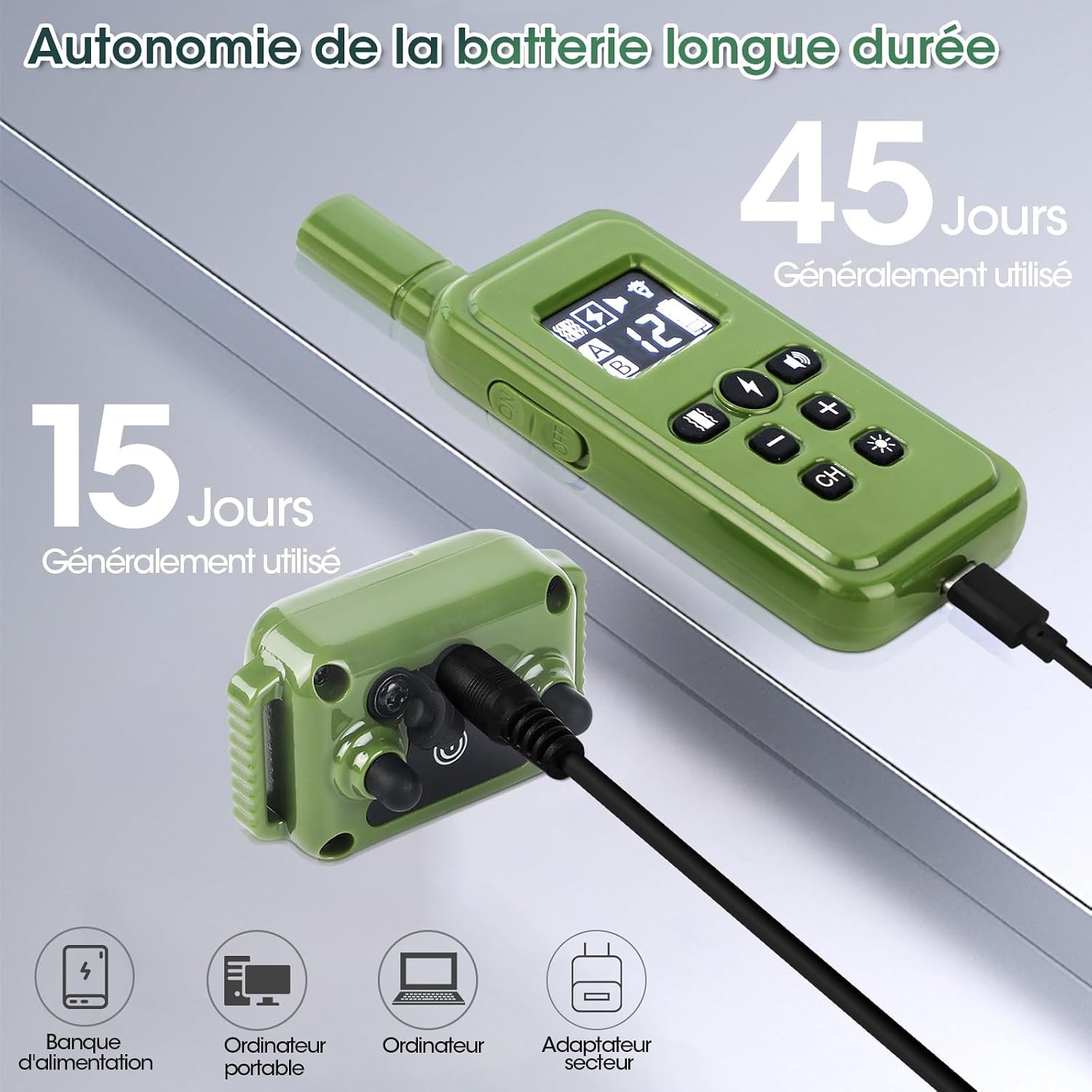 Detalle de Collier de Dressage pour Chien – Électrique, Télécommande, Portée 2000 ft, 4 Modes, IPX7