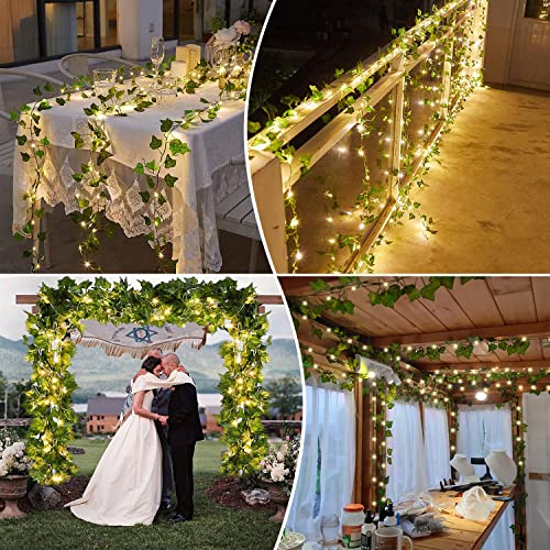 Detalle de Guirlande lumineuse Ivy A.bigwhale 2 m avec 20 LED et feuilles artificielles – décor intérieur et fête