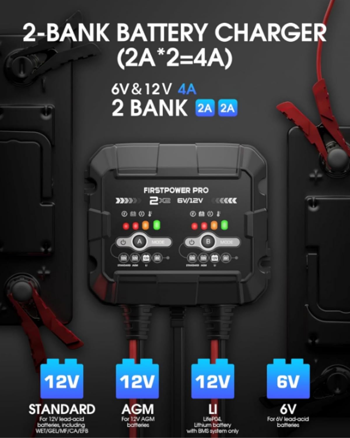 Detalle 2 de 2-Bank 4A Trickle Charger 12V for Car Battery