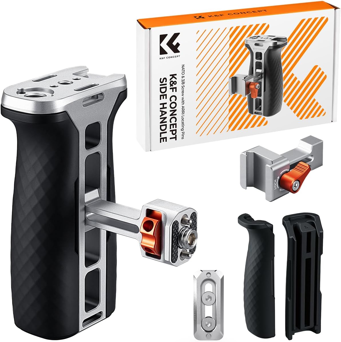 Detalle de K&F CONCEPT Universal Camera Side Handle with NATO Rail, 3/8" Mount & Cold Shoe