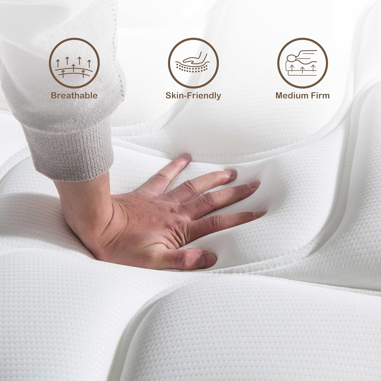 Thumbnail 5 de Deegari Double Mattress 4FT6, 10 Inch Pocket Sprung with Memory Foam – Medium Firm, 135x190x25cm