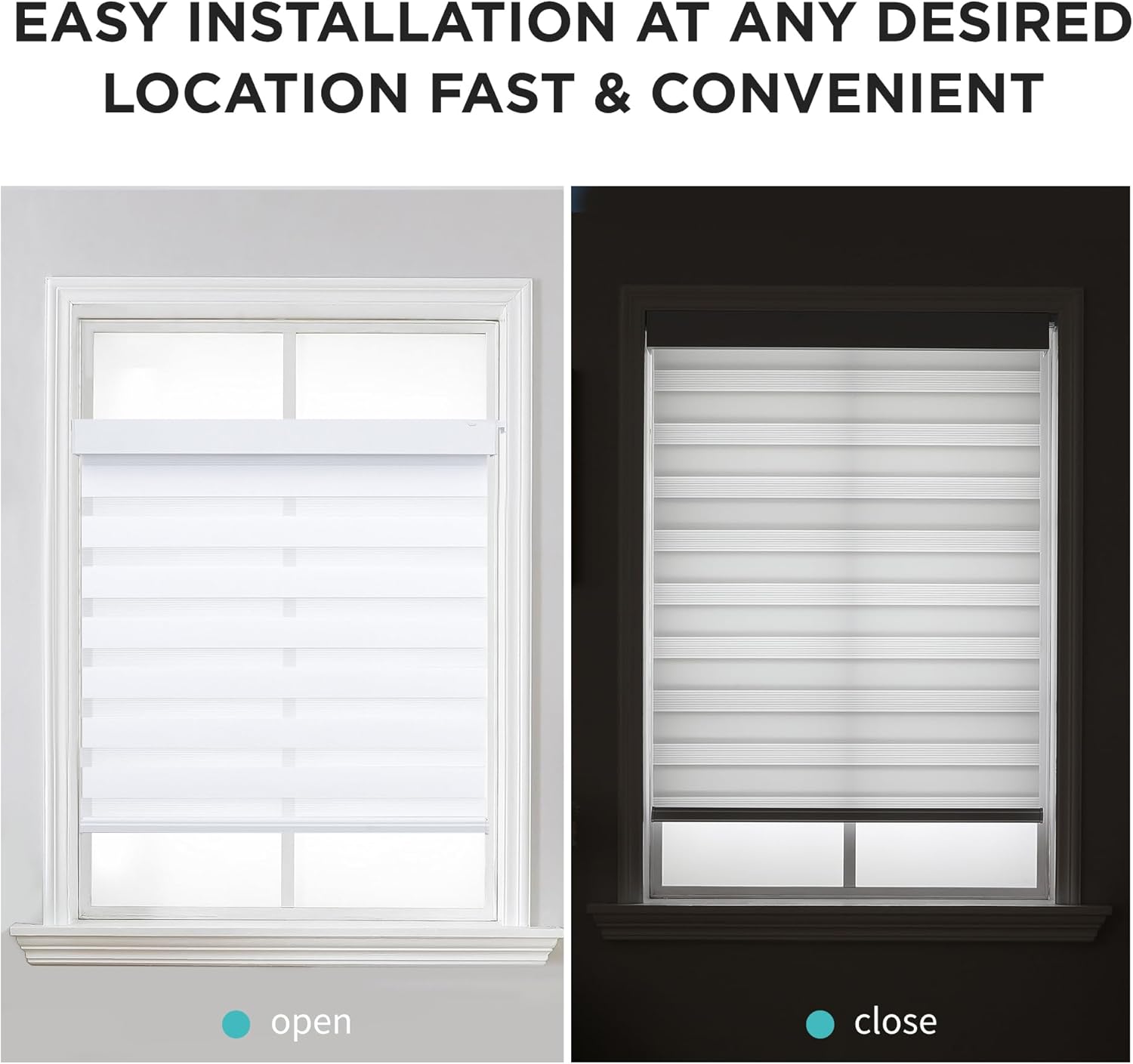 Thumbnail 6 de Joydeco No Drill Zebra Blinds (Cordless Day & Night Roller Shades) for Windows, White, 33"W x 75"H