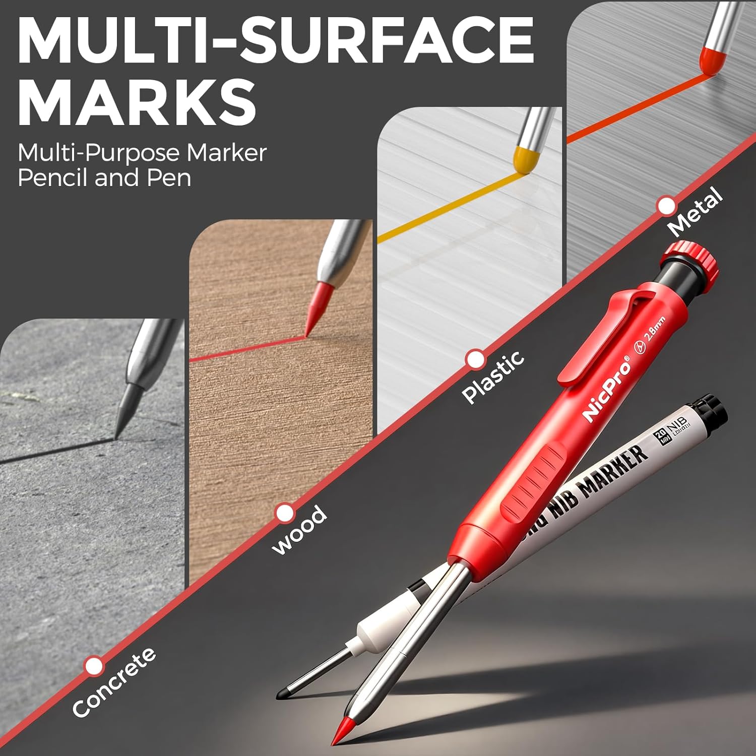 Thumbnail 3 de Nicpro CP1000 Carpenter Pencil 39 refills ✏️